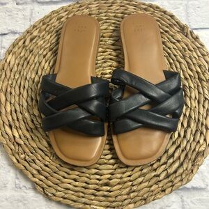 A New Day Black Crisscross Slide Sandals. Size 9.